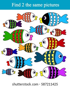 Find two the same pictures, education game for children. 