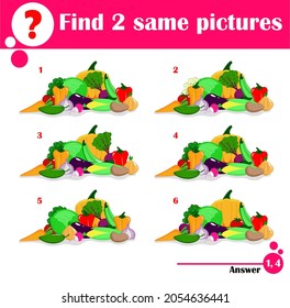 Find two same pictures. Set of vegetables
