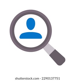 Find user. Employee search icon. Hiring worker, recruiting. Vector illustration.