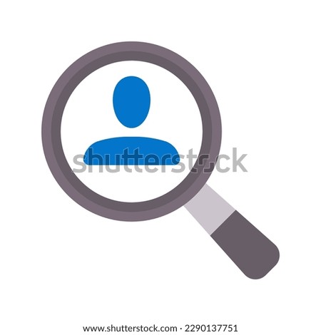 Find user. Employee search icon. Hiring worker, recruiting. Vector illustration.