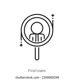 Find Users icon. Outline style icon design isolated on white background