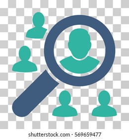 Find Users icon. Vector illustration style is flat iconic bicolor symbol, cobalt and cyan colors, transparent background. Designed for web and software interfaces.