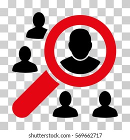 Find Users icon. Vector illustration style is flat iconic bicolor symbol, intensive red and black colors, transparent background. Designed for web and software interfaces.