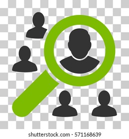 Find Users icon. Vector illustration style is flat iconic bicolor symbol, eco green and gray colors, transparent background. Designed for web and software interfaces.