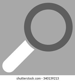 Find vector icon. Style is bicolor flat symbol, dark gray and white colors, rounded angles, silver background.