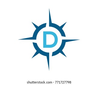 Find the Way with Compass Initial Letter D Logo Symbol