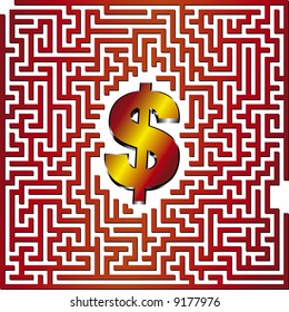 Find the way to dollar through this 3D maze