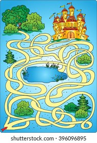 Find a way. Fairy castle. Maze game for Children
