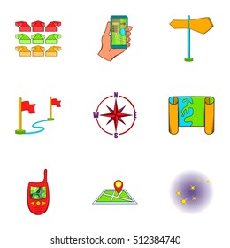 Find way icons set. Cartoon illustration of 9 find way vector icons for web