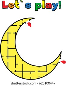 Find a way out of the moon labyrinth. Game for kids: go through the maze