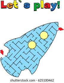 Find a way out of the rocket labyrinth. Game for kids: go through the maze