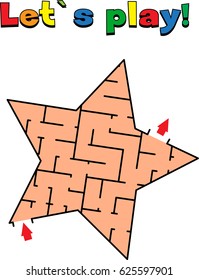Find a way out of the star labyrinth. Game for kids: go through the maze