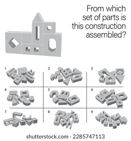 Find which set of parts is this construction assembled. Task for Attentiveness