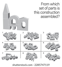 Find which set of parts is this construction assembled. Task for Attentiveness