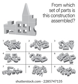 Find which set of parts is this construction assembled. Task for Attentiveness