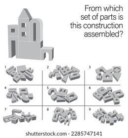 Find which set of parts is this construction assembled. Task for Attentiveness