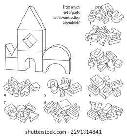 Find which set of parts is this construction assembled. Task for Attentiveness