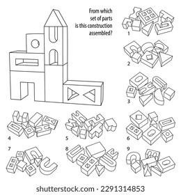 Find which set of parts is this construction assembled. Task for Attentiveness