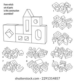 Find which set of parts is this construction assembled. Task for Attentiveness