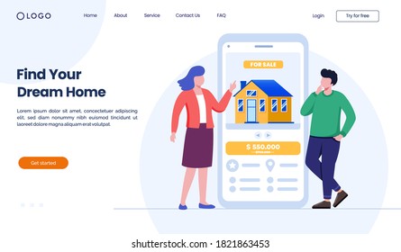 Find Your Dream Home Landing Page Website Illustration Flat Vector Template
