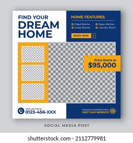 Find Your Dream Home Real Estate Social Media Post Template
