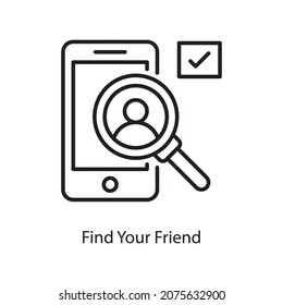 Find Your Friend vector Outline Icon Design illustration. Social Media Symbol on White background EPS 10 File