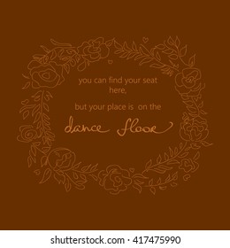 Find your seat, but your place is on the dance floor sign for wedding party