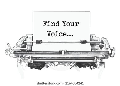 Find Your Voice message typed on vintage typewriter