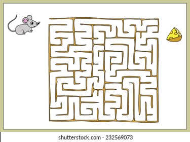 Find your way to the cheese to the mouse, maze game