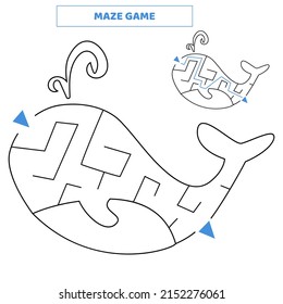 Find your way out of the maze with cute whale.
