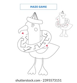 Find your way out of the maze with cute seagull.
