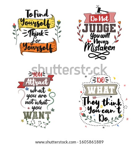 To find yourself think for yourself. Set of typography motivational quotes. Quote Lettering. Quote Typography. Vector lettering for t-shirt design, printing, postcard, and wallpaper.