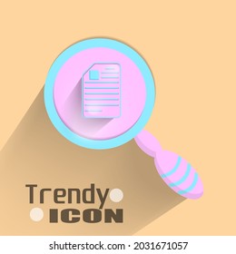 Finder Document File Telescope Symbo Icon Vector Design With 3d Style With Pastel Light Blue And Pink Color.