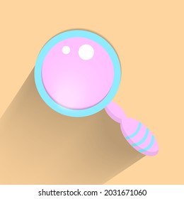 Finder Document File Telescope Symbo Icon Vector Design With 3d Style With Pastel Light Blue And Pink Color.