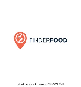 Finder Food Logo vector. Pin Food Logo. Place Food logo.