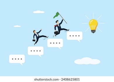 Finding brilliant ideas, new innovative wisdom, creative entrepreneurs climb the chat ladder to find light bulb ideas.