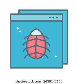 Finding bug on website vector. Bug program on internet icon