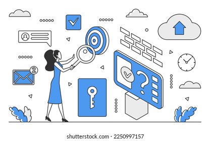 Finding business solution. Problem solving strategy, search idea, project planning vector monocolor illustration