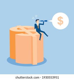 Finding and collecting more income, Vector illustration in flat style