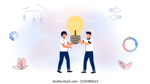 Finding common ground Search for opinion compromise concept Cooperation and united partnership Mentorship Guidance and leadership Empathy and communication Face to face heads Vector flat illustration