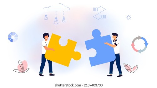 Finding common ground Search for opinion compromise concept Cooperation and united partnership Mentorship Guidance and leadership Empathy and communication Face to face heads Vector flat illustration