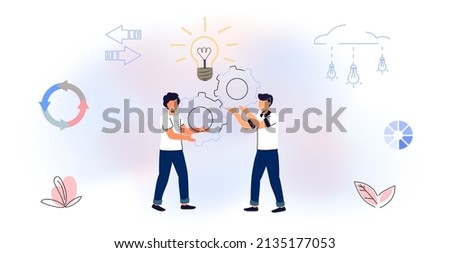 Finding common ground Search for opinion compromise concept Cooperation and united partnership Mentorship Guidance and leadership Empathy and communication Face to face heads Vector flat illustration