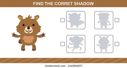 finding the correct shadow of bear,education game for preschool