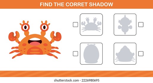 finding the correct shadow of cute animal education page game for kindergarten and preschool
