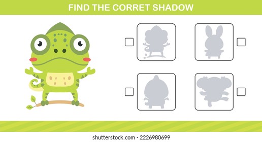 encontrar la sombra correcta del juego de la página de educación de animales lindos para kindergarten y preescolar