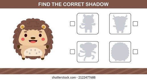 finding the correct shadow of cute animal,education game for kids age 5 and 10 Year Old