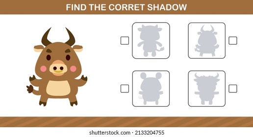 finding the correct shadow of cute animal,education game for kids age 5 and 10 Year Old