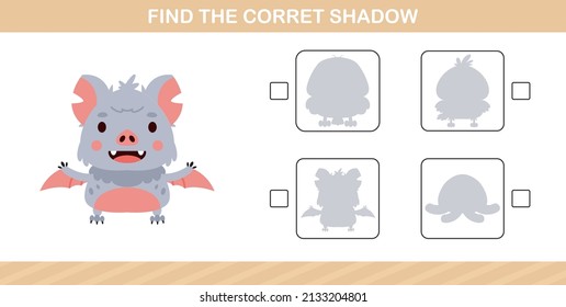finding the correct shadow of cute animal,education game for kids age 5 and 10 Year Old