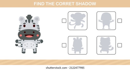 finding the correct shadow of cute animal,Educational matching game with cute animal cartoon.,education game for kids age 5 and 10 Year Old