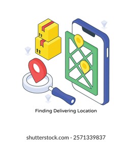 Finding Delivering Location isometric Colored illustration. EPS File stock illustration